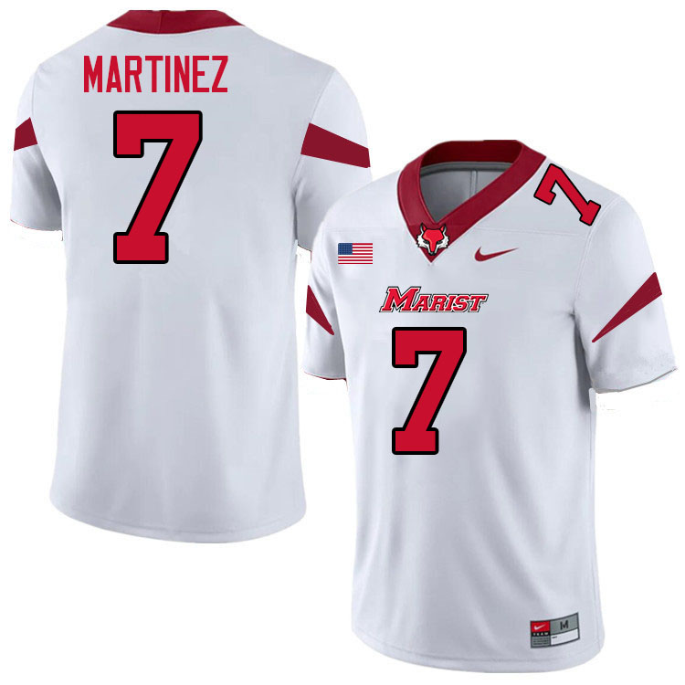 Marist Red Foxes #7 Lance Martinez College Football Jerseys,Uniforms-White